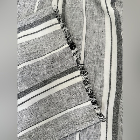 Cloth & Stone Linen Blend Striped Jumpsuit Size S Gray White Cropped Wide Leg - Picture 9 of 13